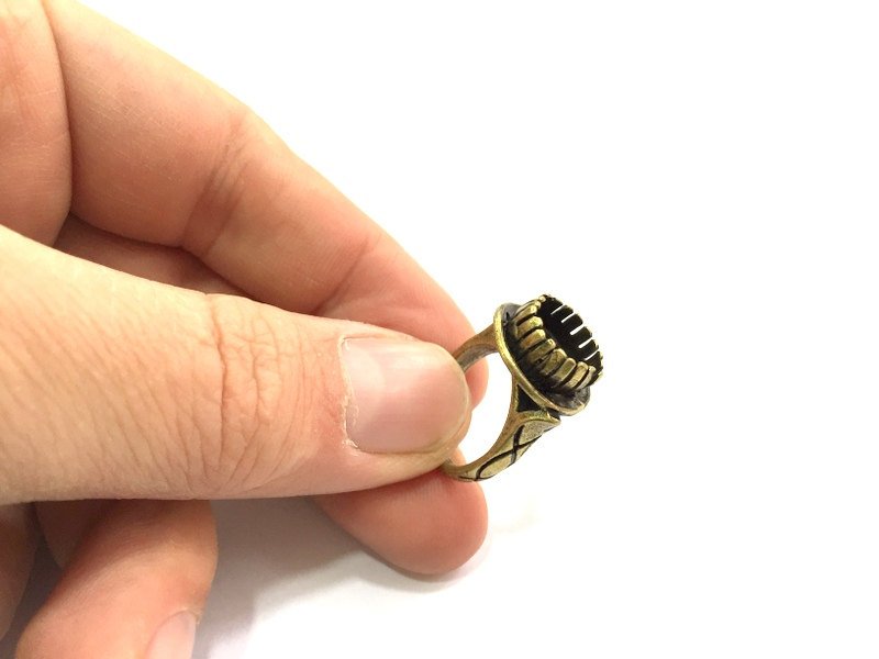 Adjustable Ring Blank, (10mm blank ) Antique Bronze Plated Brass G5672