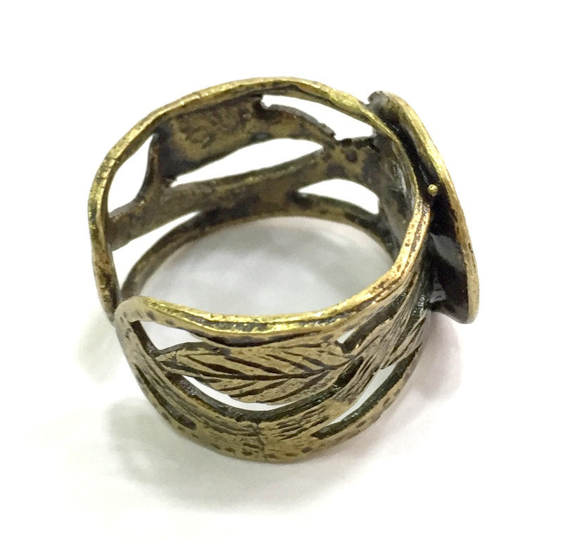 Adjustable Ring Blank, (15mm blank ) Antique Bronze Plated Brass G5673