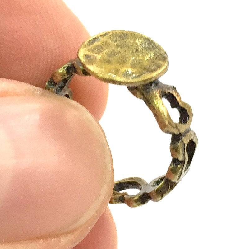 Adjustable Ring Blank, (10mm blank ) Antique Bronze Plated Brass G5675