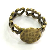 Adjustable Ring Blank, (10mm blank ) Antique Bronze Plated Brass G5675
