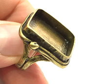 Adjustable Ring Blank, (20x20mm blank ) Antique Bronze Plated Brass G5537