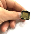 Adjustable Ring Blank, (20x20mm blank ) Antique Bronze Plated Brass G5537
