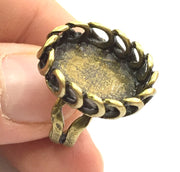 Adjustable Ring Blank, (18x13mm blank ) Antique Bronze Plated Brass G5678