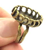 Adjustable Ring Blank, (18x13mm blank ) Antique Bronze Plated Brass G5678