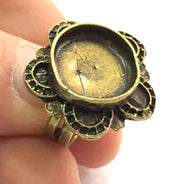 Adjustable Ring Blank, (16mm blank ) Antique Bronze Plated Brass G5681