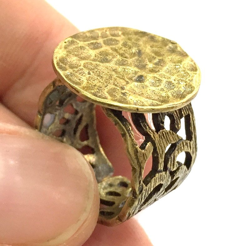Antique Bronze Ring Blank Ring Settings Ring Bezel Base Cabochon Mountings Adjustable (15mm blank ) Antique Bronze Plated Brass G5682