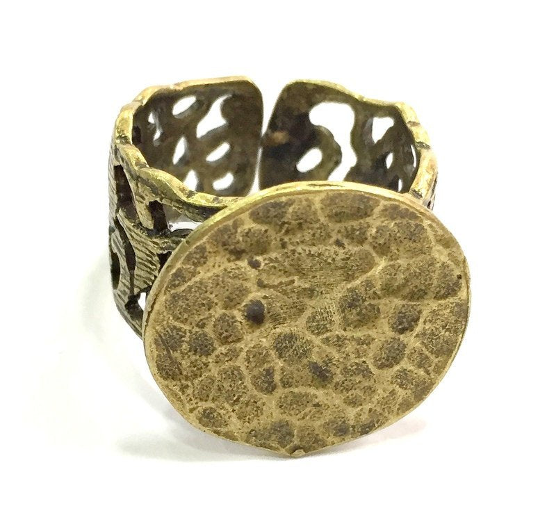 Antique Bronze Ring Blank Ring Settings Ring Bezel Base Cabochon Mountings Adjustable (15mm blank ) Antique Bronze Plated Brass G5682