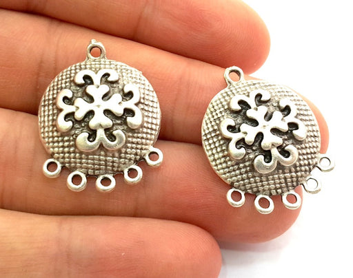 2 Antique Silver Plated Charms  (22mm)  G9491