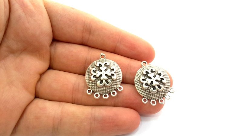 2 Antique Silver Plated Charms  (22mm)  G9491