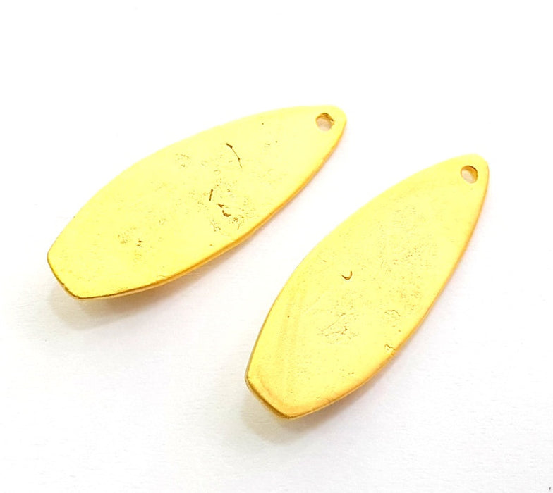 2 Pcs (31x11 mm)  Surfboard Charms , Gold Plated Brass G5932