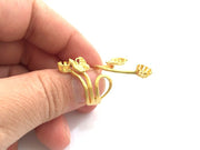 Gold Ring Base Blank Adjustable Ring Blank, (5mm and 6mm blank )  Gold Plated Brass G5935