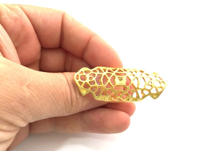 Gold Ring Blank Ring Settings Ring Bezel Base Cabochon Mountings Adjustable  (3mm blank )  Gold Plated Brass G9543