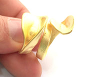 Gold Plated Ring Blank Bezel Setting Ring Base(6mm blank ) Adjustable  Gold Plated Brass G5940