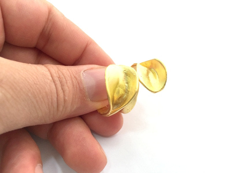 Gold Plated Ring Blank Bezel Setting Ring Base(6mm blank ) Adjustable  Gold Plated Brass G5940