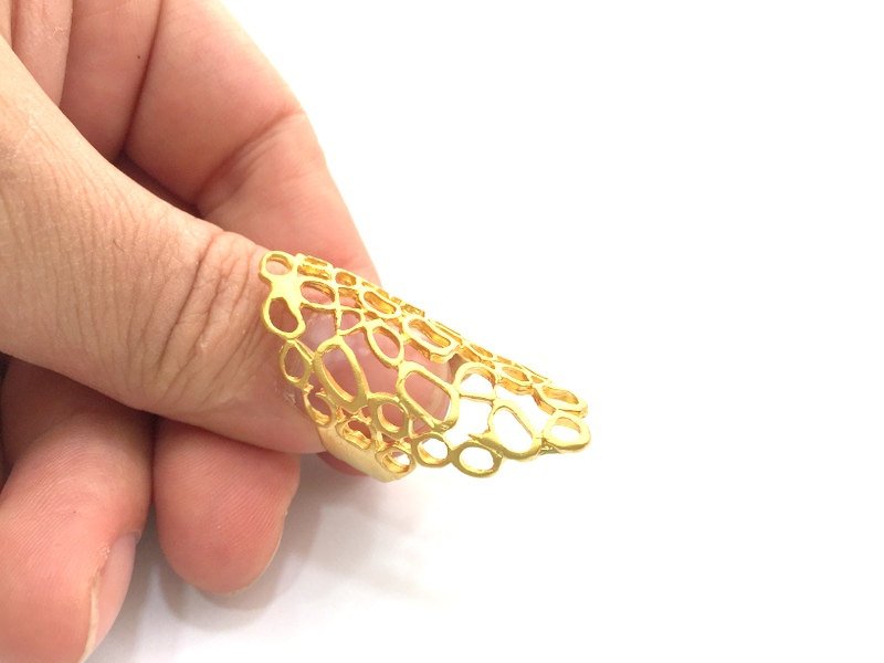 Gold Ring Blank Ring Settings Ring Bezel Base Cabochon Mountings Adjustable , (5mm blank )  Gold Plated Brass G5944