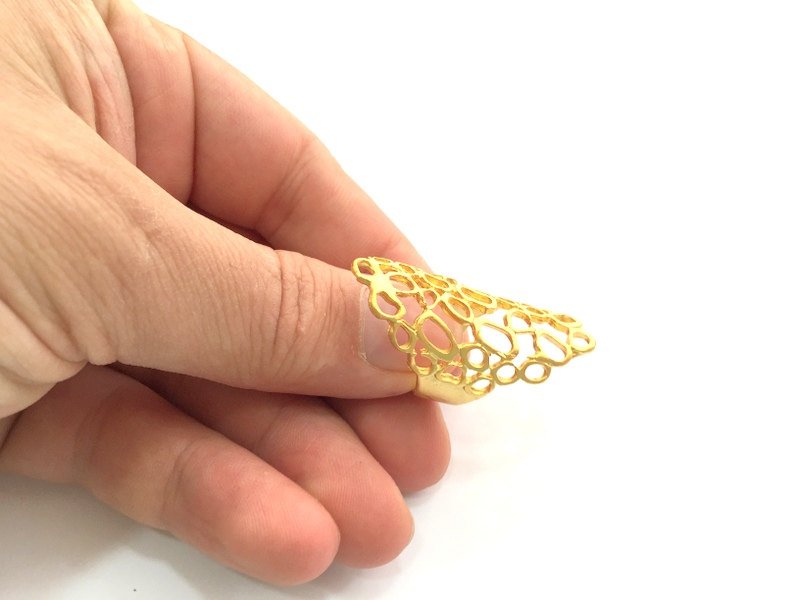 Gold Ring Blank Ring Settings Ring Bezel Base Cabochon Mountings Adjustable , (5mm blank )  Gold Plated Brass G5944