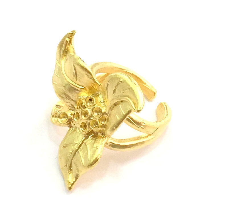 Gold Ring Base Blank Adjustable Ring Blank, (2mm blank )  Gold Plated Brass G5949