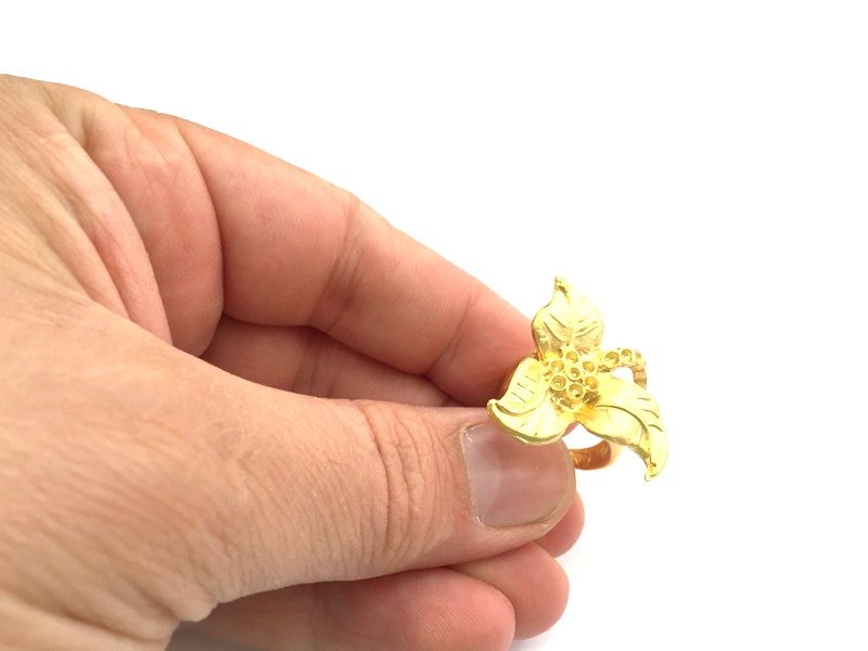 Gold Ring Base Blank Adjustable Ring Blank, (2mm blank )  Gold Plated Brass G5949