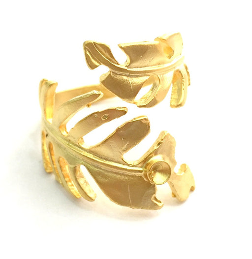 Gold Ring Blank Ring Settings Ring Bezel Base Cabochon Mountings Adjustable (3mm blank )  Gold Plated Brass G5950