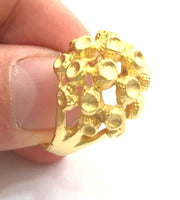 Gold Ring Blank Ring Settings Ring Bezel Base Cabochon Mountings Adjustable  (3mm blank )  Gold Plated Brass G5952