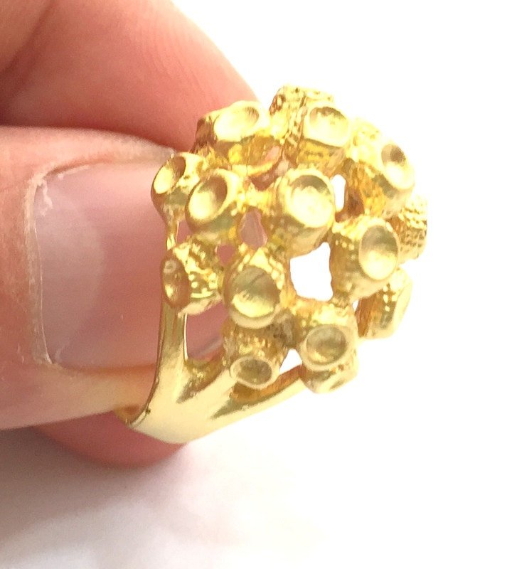 Gold Ring Blank Ring Settings Ring Bezel Base Cabochon Mountings Adjustable  (3mm blank )  Gold Plated Brass G5952