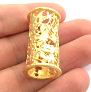 Large Flower Tube Findings Gold Plated  Brass 35x16 mm  G5953