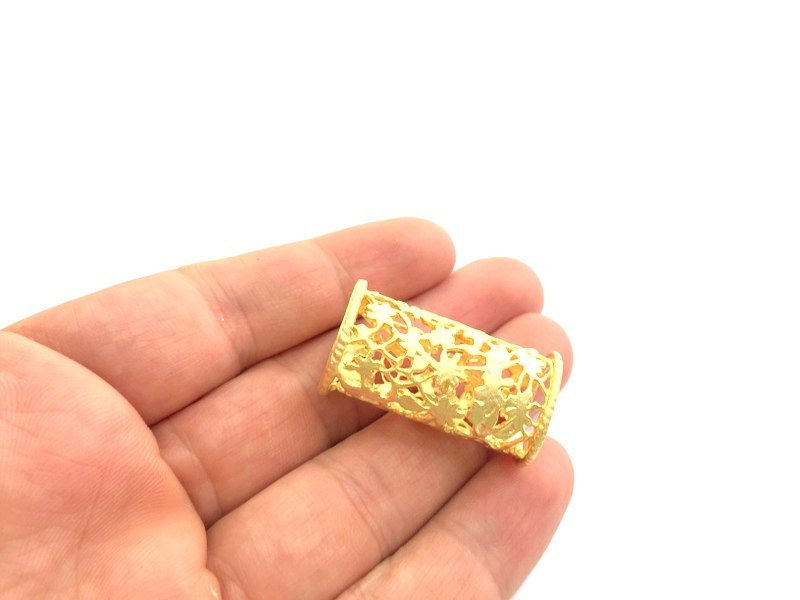 Large Flower Tube Findings Gold Plated  Brass 35x16 mm  G5953
