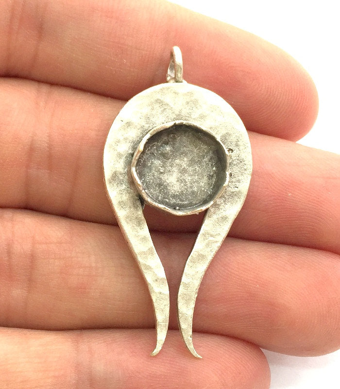Antique Silver Plated Brass Pendant Settings Blanks  Mountings , (12mm blank) G5958