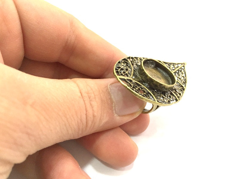 Adjustable Ring Blank, (16mm blank ) Antique Bronze Plated Brass G5686