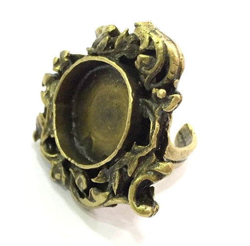 Ring Blank Base Bezel Setting , Adjustable  Antique Bronze Plated Brass (16mm blank ) G12296