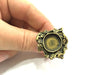 Ring Blank Base Bezel Setting , Adjustable  Antique Bronze Plated Brass (16mm blank ) G12296