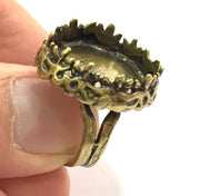 Adjustable Ring Blank, (20mm blank ) Antique Bronze Plated Brass G5689