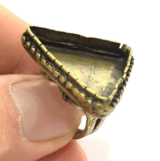 Adjustable Ring Blank, (25x25x25mm triangle blank ) Antique Bronze Plated Brass G5692