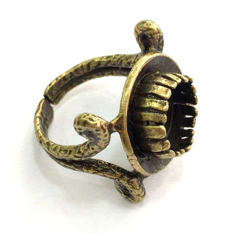 Adjustable Ring Blank, (10mm blank ) Antique Bronze Plated Brass G5693