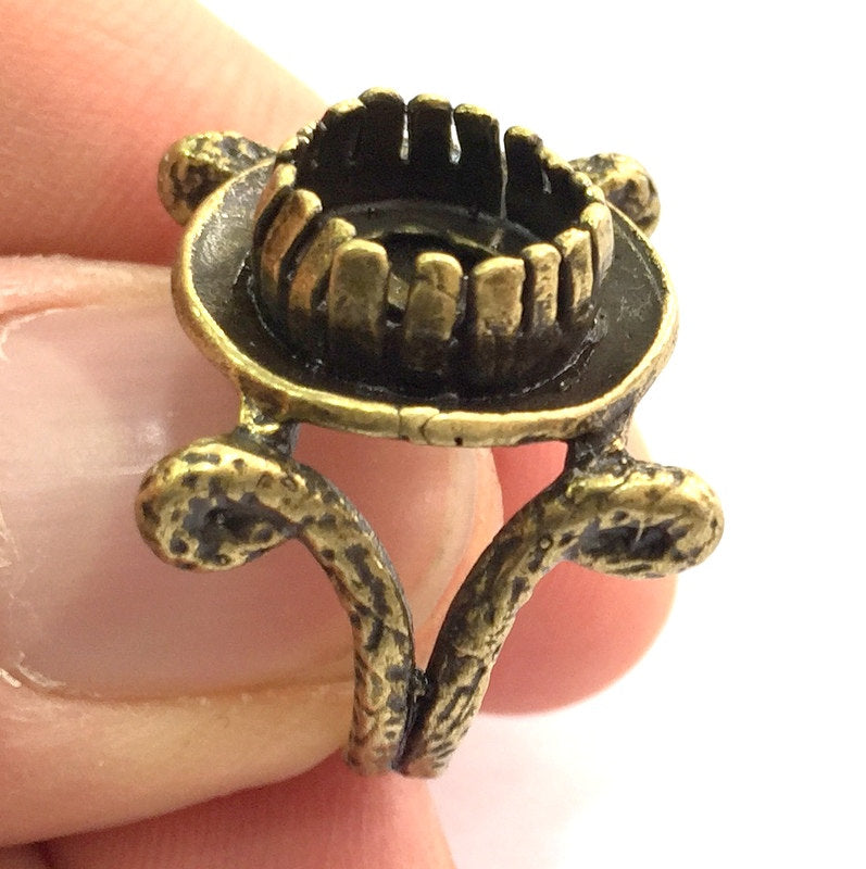 Adjustable Ring Blank, (10mm blank ) Antique Bronze Plated Brass G5693