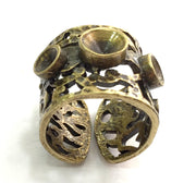 Ring Blank Base Bezel Setting (4mm and 5mm blank ) Adjustable  Antique Bronze Plated Brass G5698