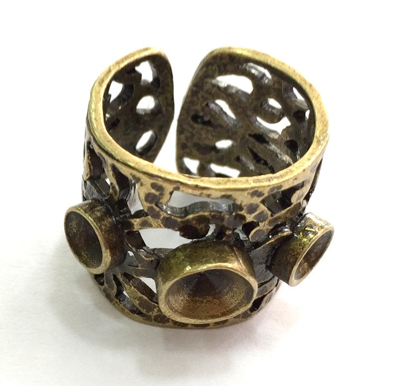 Ring Blank Base Bezel Setting (4mm and 5mm blank ) Adjustable  Antique Bronze Plated Brass G5698