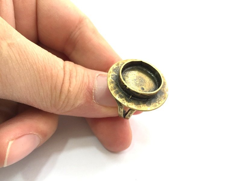 Adjustable Ring Blank, (16mm blank ) Antique Bronze Plated Brass G5700