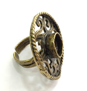 Ring Blank Base Bezel Setting , Adjustable Antique Bronze Plated Brass (10mm blank )  G5702