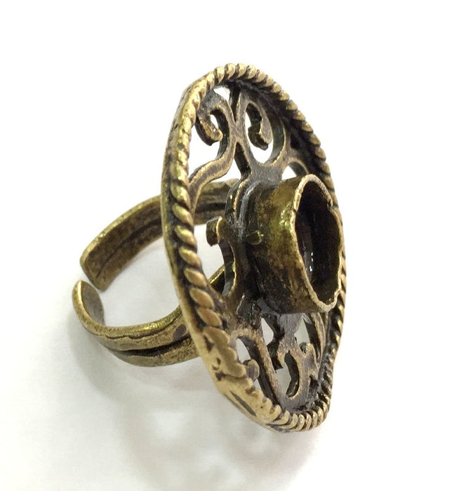 Ring Blank Base Bezel Setting , Adjustable Antique Bronze Plated Brass (10mm blank )  G5702