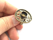 Ring Blank Base Bezel Setting , Adjustable Antique Bronze Plated Brass (10mm blank )  G5702