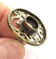 Ring Blank Base Bezel Setting , Adjustable Antique Bronze Plated Brass (10mm blank )  G5702