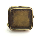 Ring Blank Base Bezel Setting , Adjustable Antique Bronze Plated Brass (25x25mm square blank ) G5705