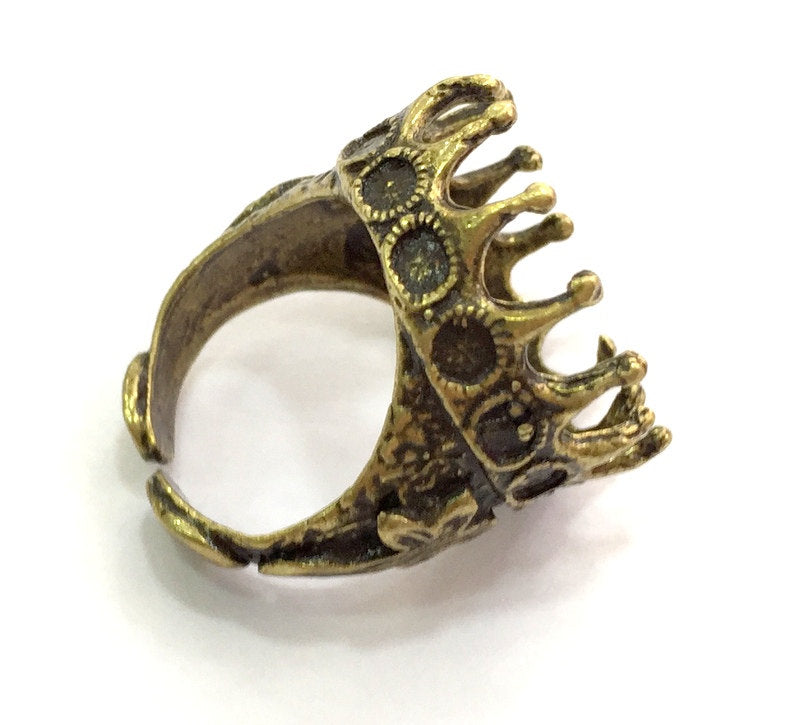 Antique Bronze Ring Bezel Base Settings Blank Cabochon Base Mountings Adjustable Ring Blank (20mm blank ) Antique Bronze Plated Brass G5706