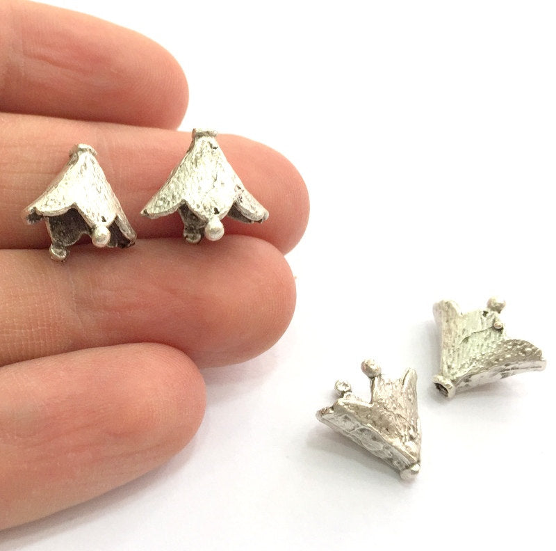 4 Pcs (15x15mm) Antique Silver Plated Brass Cones , Findings G5708
