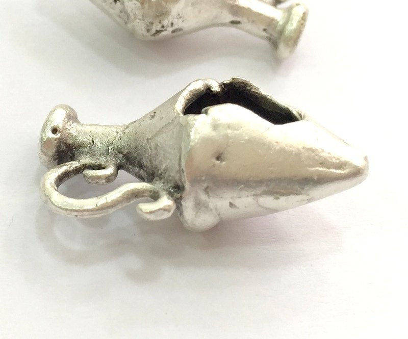 Antique Silver Plated Brass Amphora Pendant 25x16mm   G13944