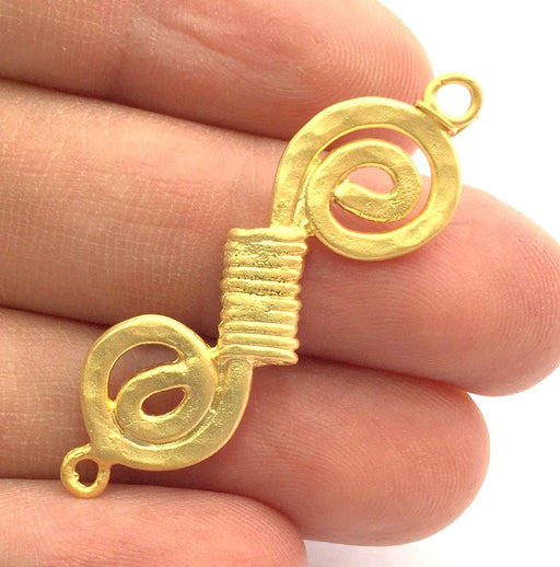 2 Pcs  ( 45x14mm ) Gold Plated Brass  Connector ,Charms G5713