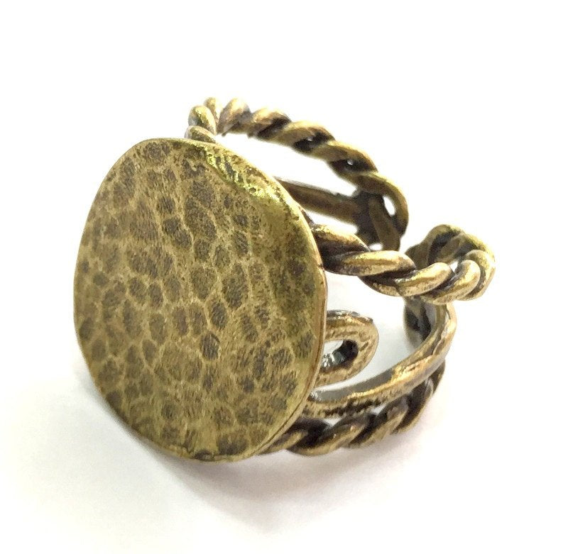 Adjustable Ring Blank, (20mm blank ) Antique Bronze Plated Brass G5716