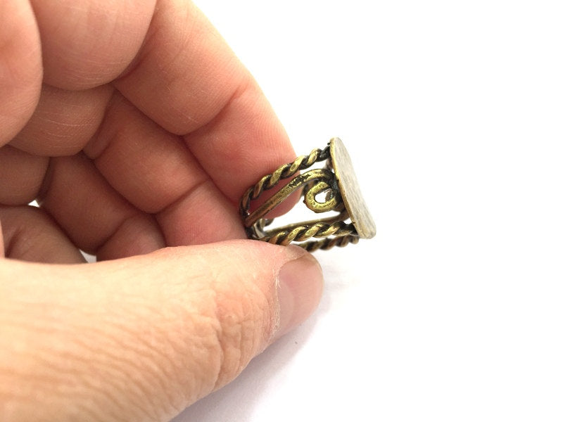 Adjustable Ring Blank, (20mm blank ) Antique Bronze Plated Brass G5716