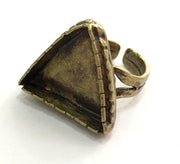 Adjustable Ring Blank, (20x20x20mm triangle blank ) Antique Bronze Plated Brass G5723